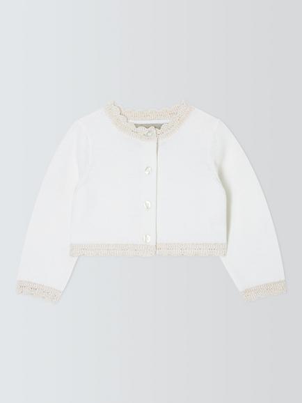 John Lewis Heirloom Collection Baby Christening Cardigan, White, White
