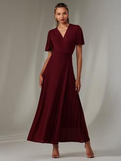 Jolie Moi Wrap Flare Maxi Dress, Burgundy, Burgundy