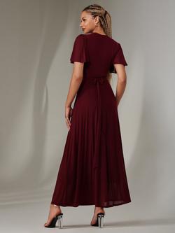 Jolie Moi Wrap Flare Maxi Dress, Burgundy - view 2, Burgundy