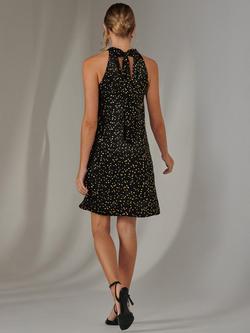 Jolie Moi Metallic Print Halterneck Mini Dress, Black - view 2, Black