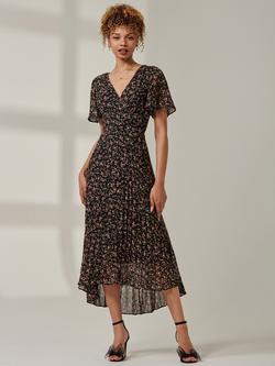 Jolie Moi Floral V-Neck Midaxi Dress, Black Ditsy, Black Ditsy