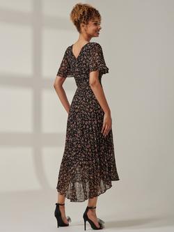 Jolie Moi Floral V-Neck Midaxi Dress, Black Ditsy - view 2, Black Ditsy