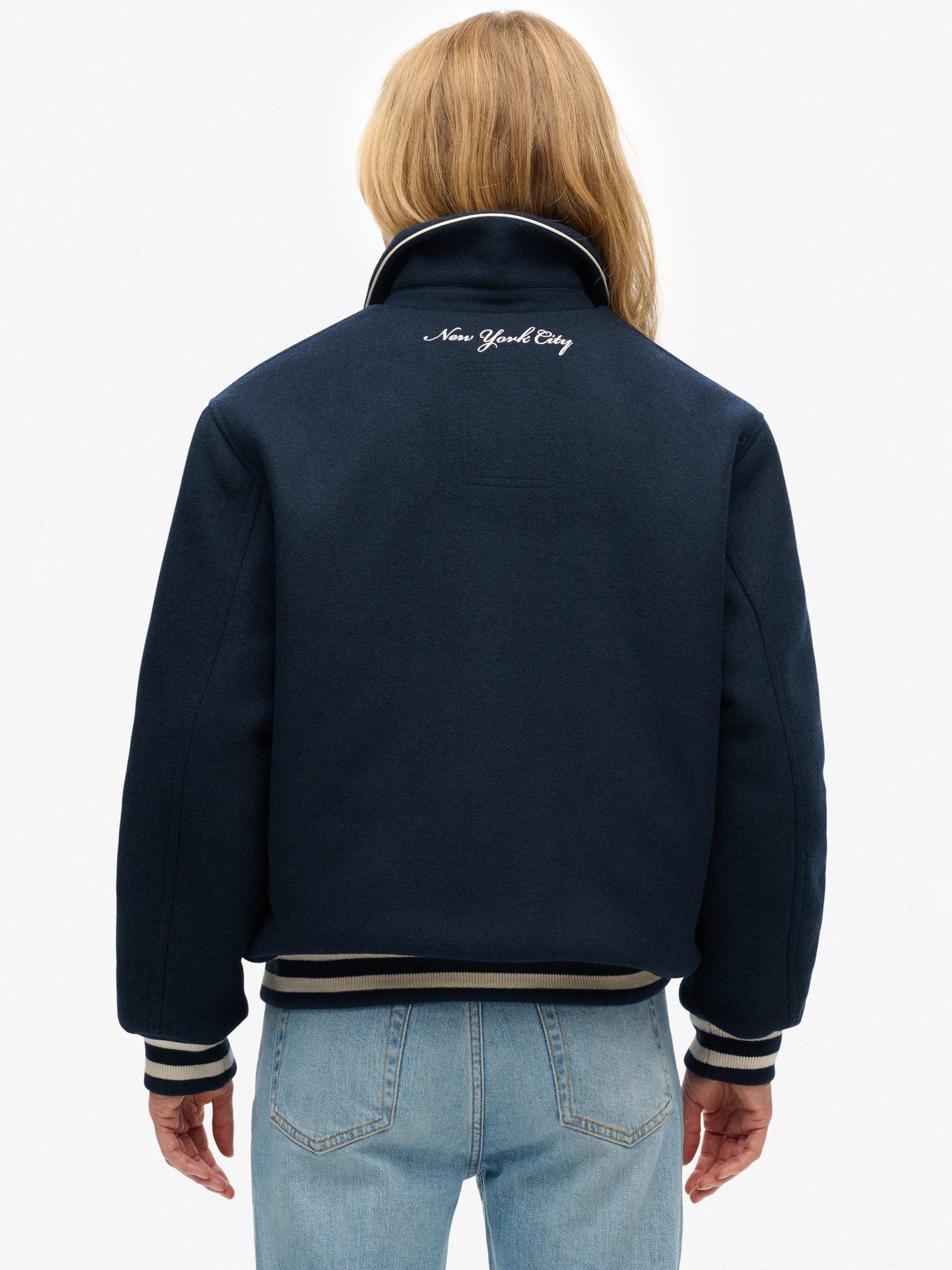 Product image 2 of 7, which shows Superdry Country Club Wool Blend Bomber Jacket, Blueberry Navy, 8