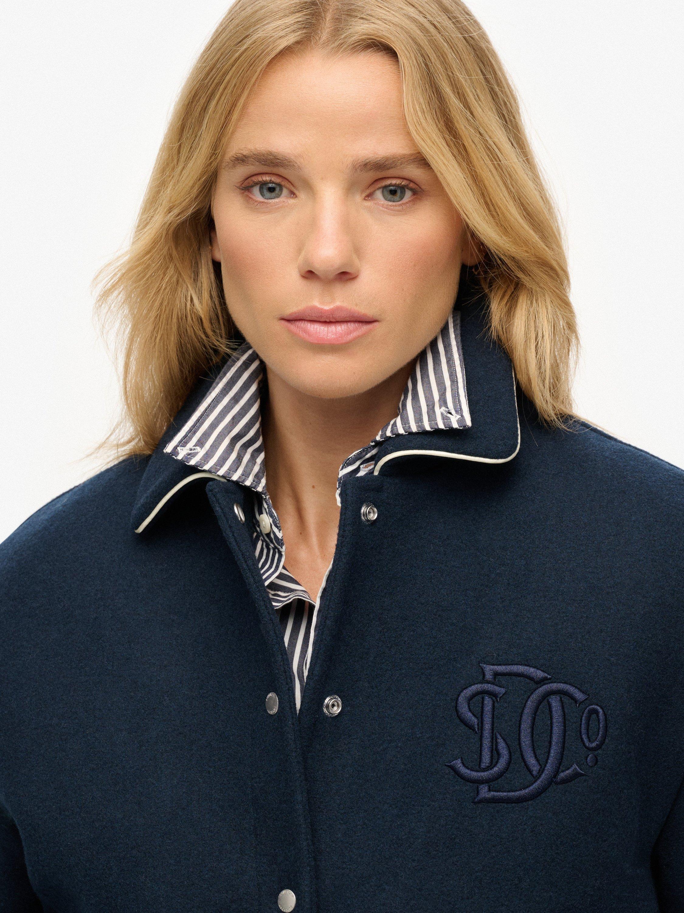 Product image 5 of 7, which shows Superdry Country Club Wool Blend Bomber Jacket, Blueberry Navy, 8