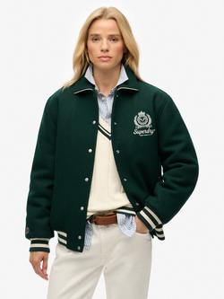 Superdry Country Club Wool Blend Bomber Jacket, Enamel Green