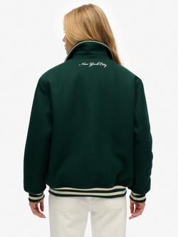 Superdry Country Club Wool Blend Bomber Jacket - view 2, Enamel Green