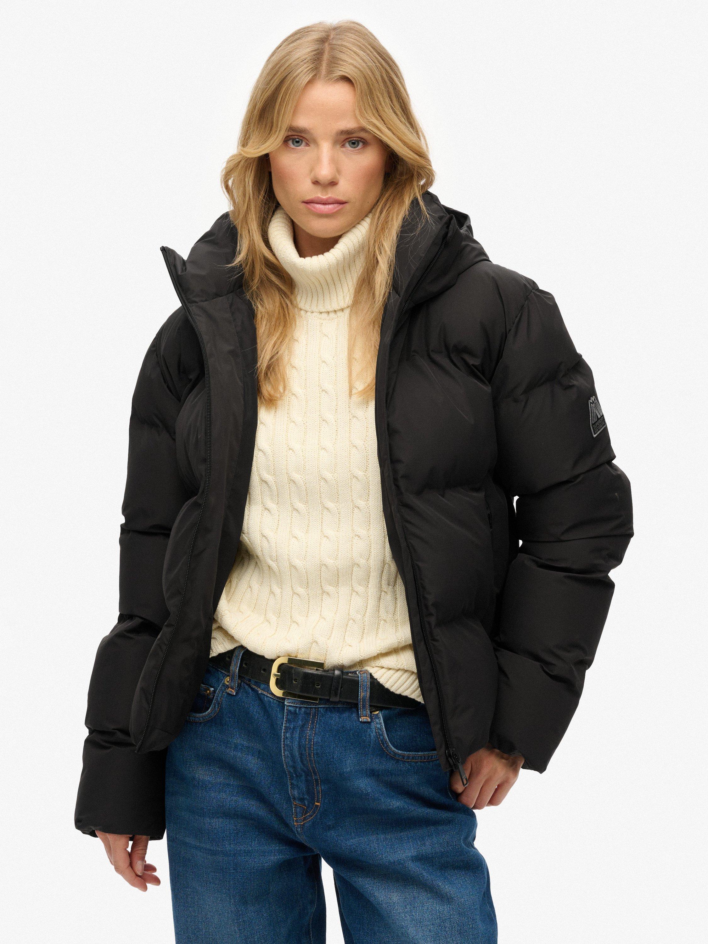 Product image 1 of 7, which shows Superdry City Boxy Puffer Jacket, Black, 6