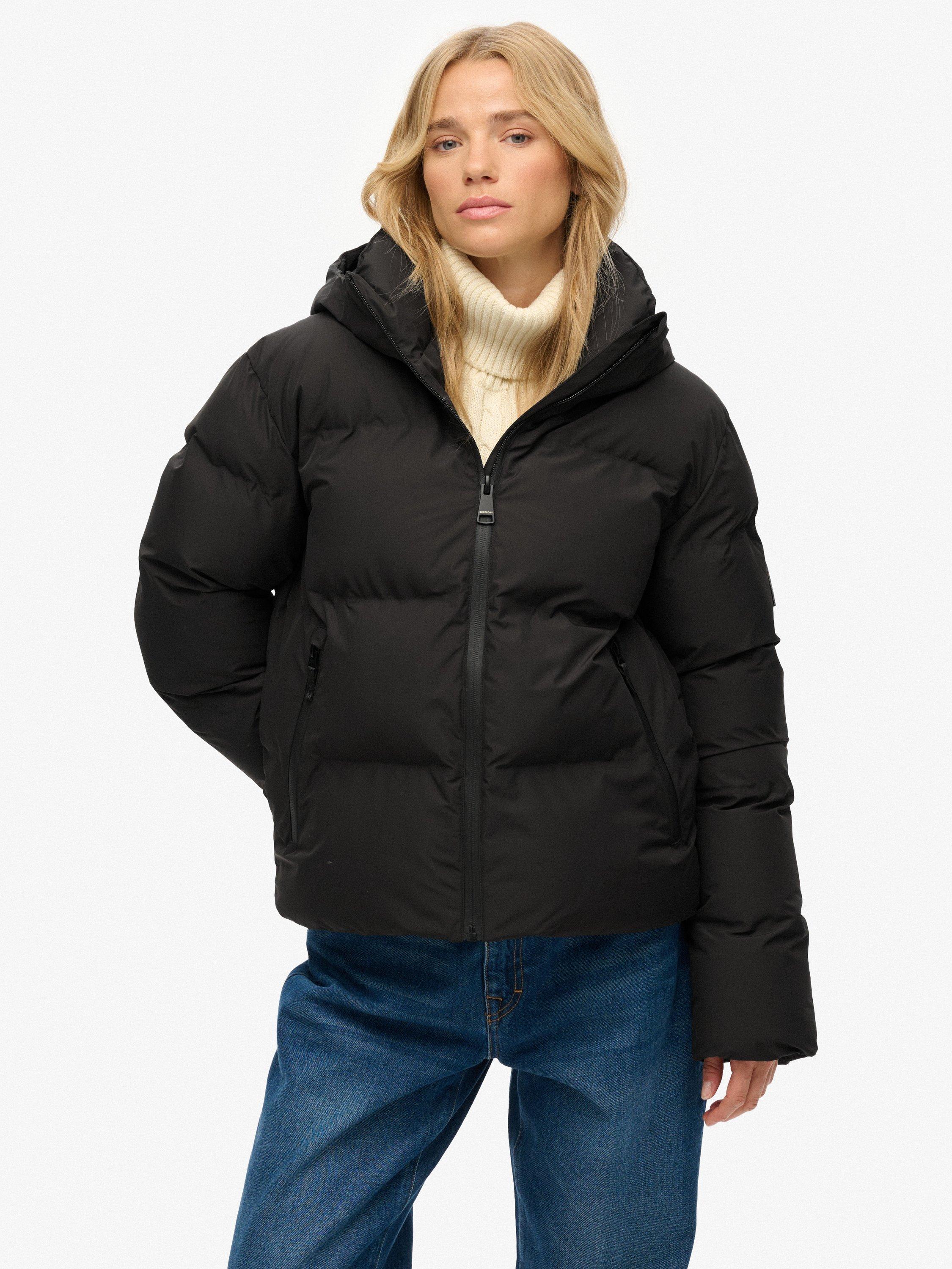 Product image 4 of 7, which shows Superdry City Boxy Puffer Jacket, Black, 6