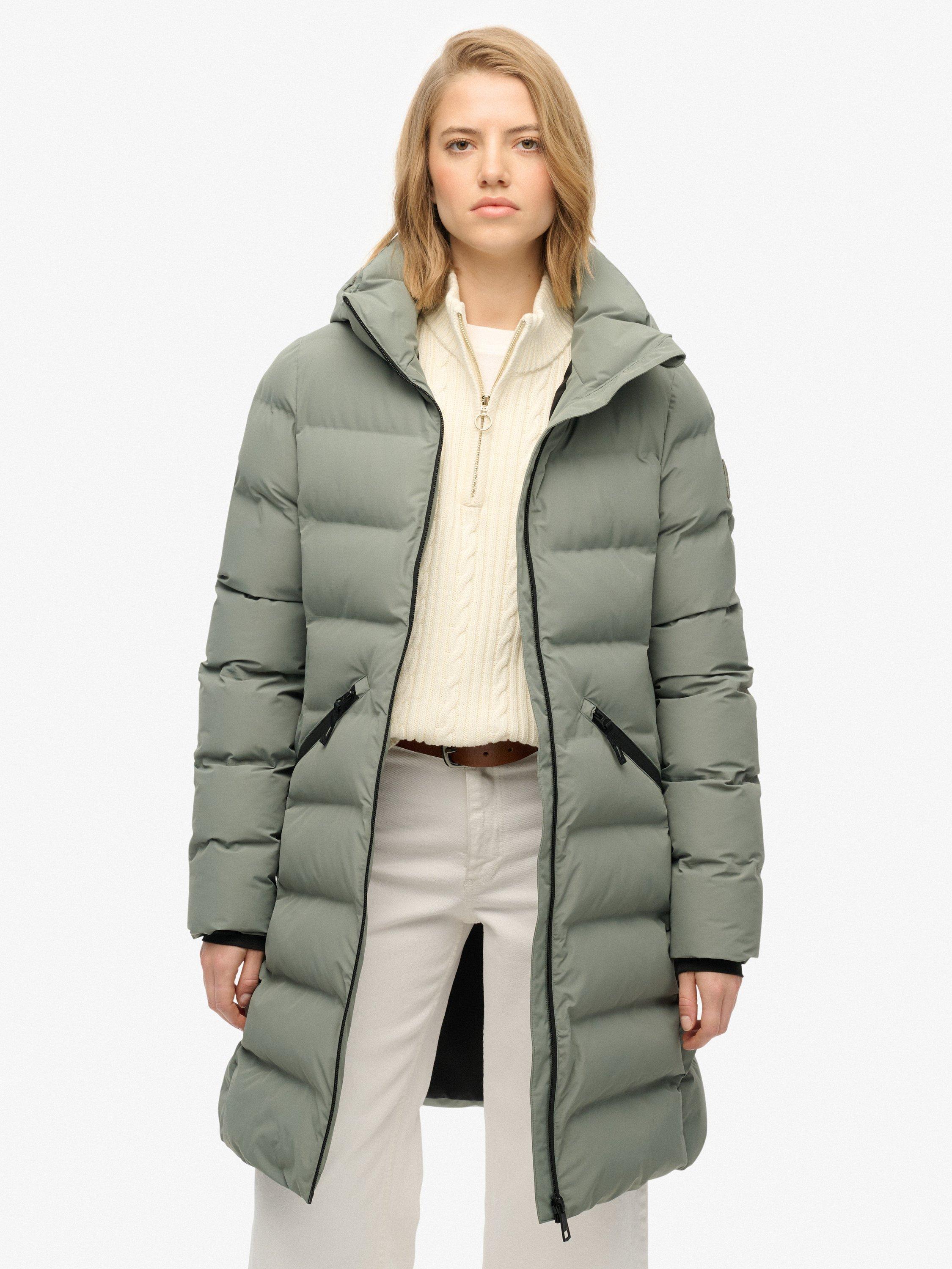 Product image 1 of 7, which shows Superdry City Mid Length Padded Jacket, Freestyle Green, 6