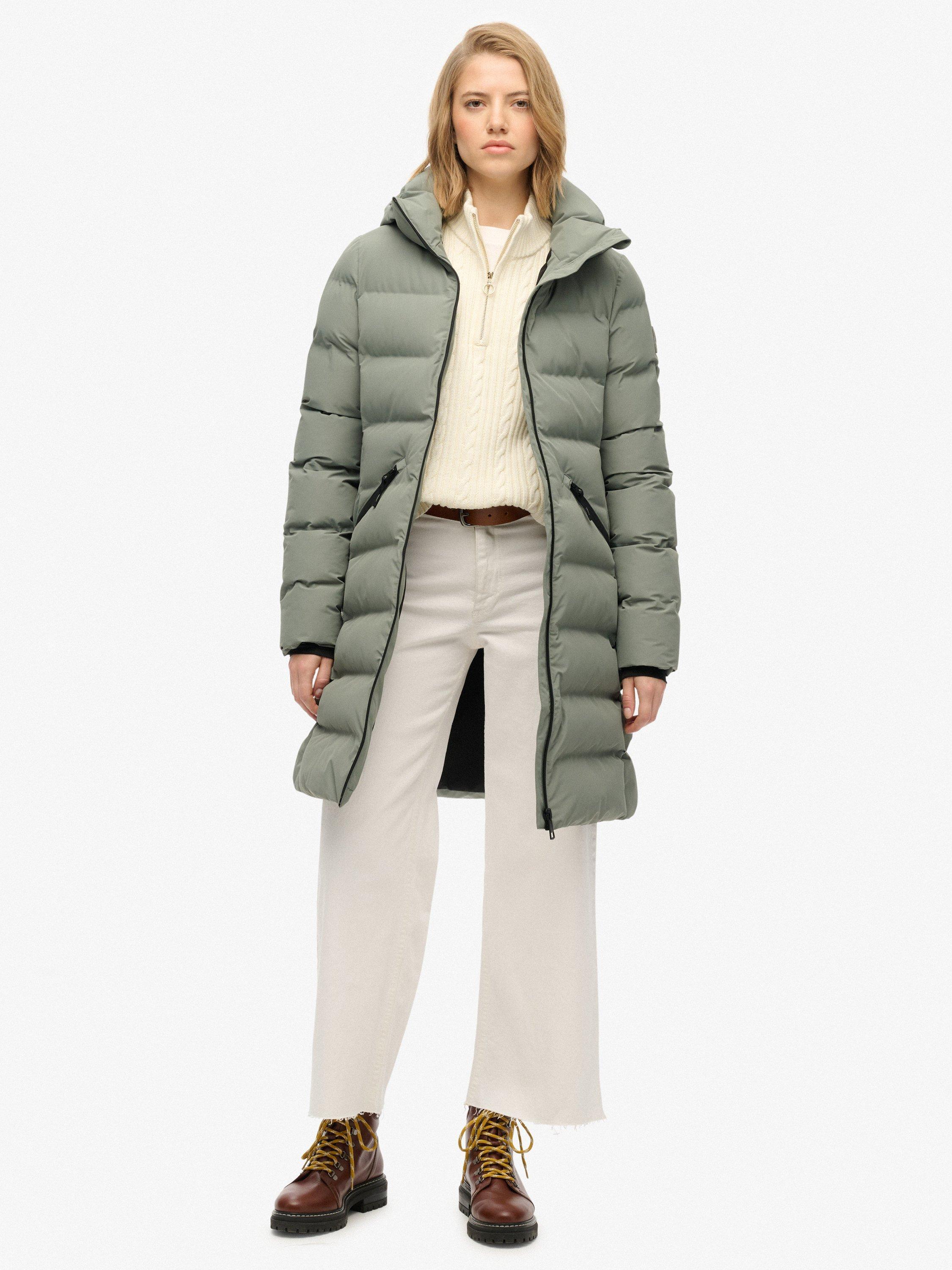 Product image 3 of 7, which shows Superdry City Mid Length Padded Jacket, Freestyle Green, 6