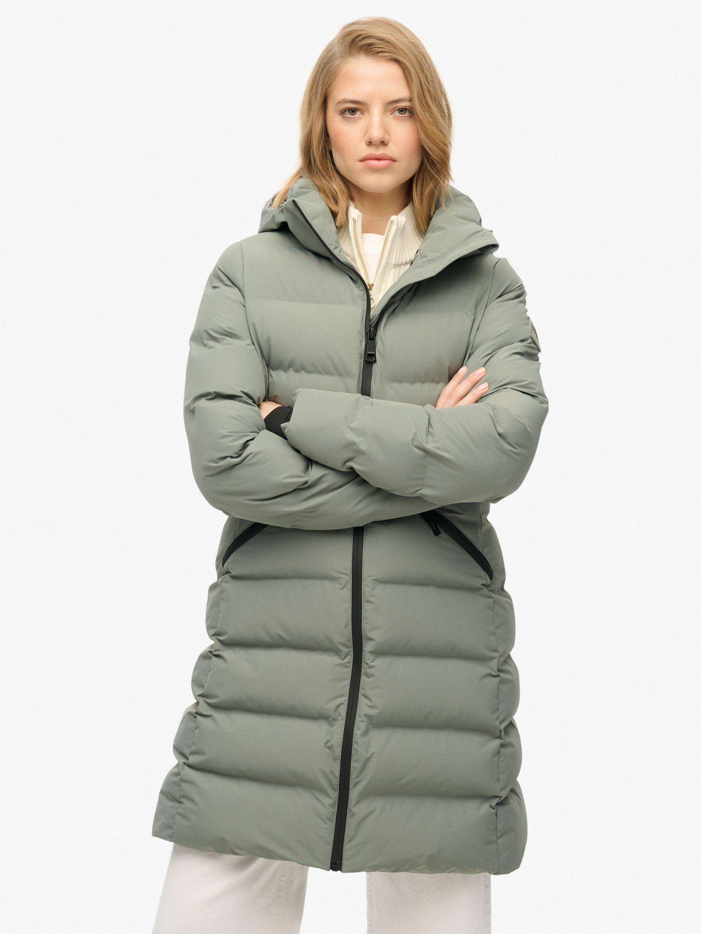 Product image 4 of 7, which shows Superdry City Mid Length Padded Jacket, Freestyle Green, 6