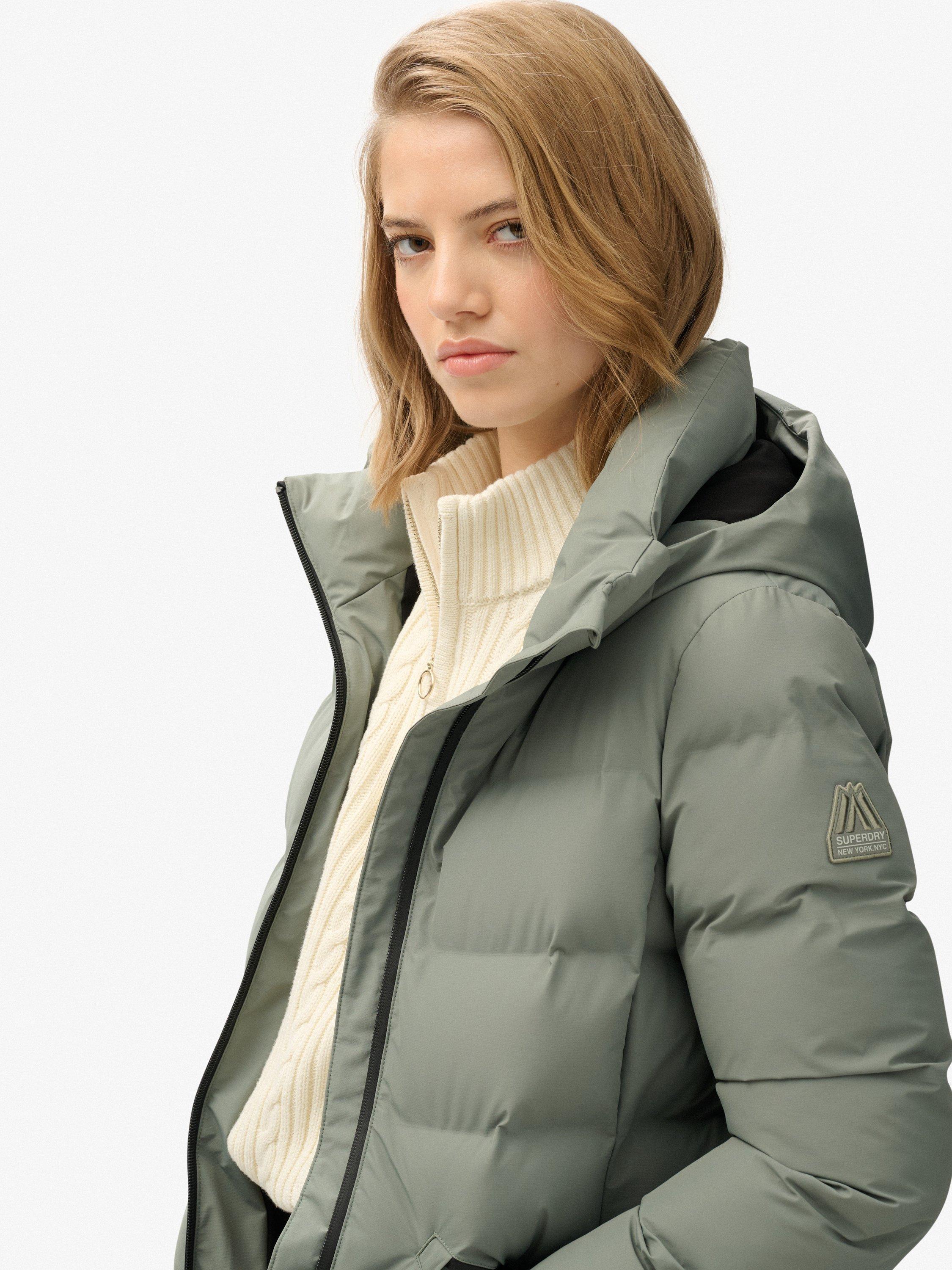 Product image 5 of 7, which shows Superdry City Mid Length Padded Jacket, Freestyle Green, 6