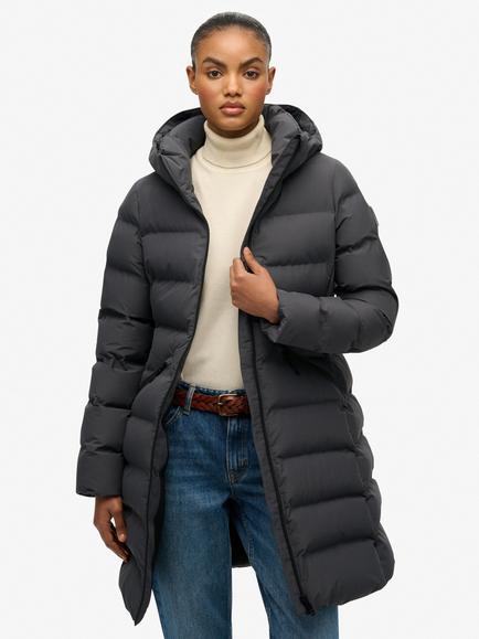 Superdry City Mid Length Padded Jacket, Ebony