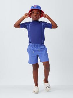 John Lewis Kids' Textured Swim Shorts, Blue - view 2, Blue