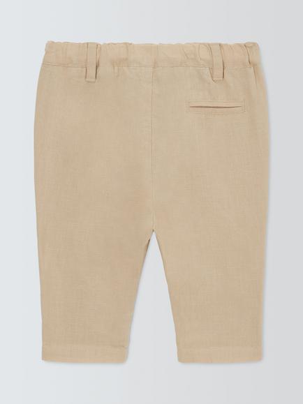 John Lewis Heirloom Collection Baby Linen Blend Trousers, Natural - view 2, Natural