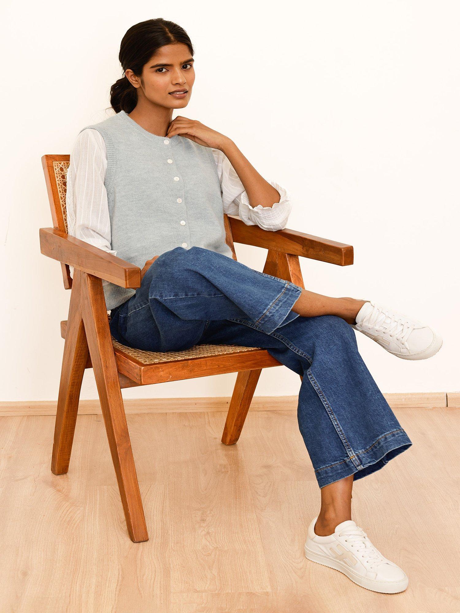 Product image 2 of 5, which shows Aspiga Alpaca Blend Gilet, Dusty Blue, XS