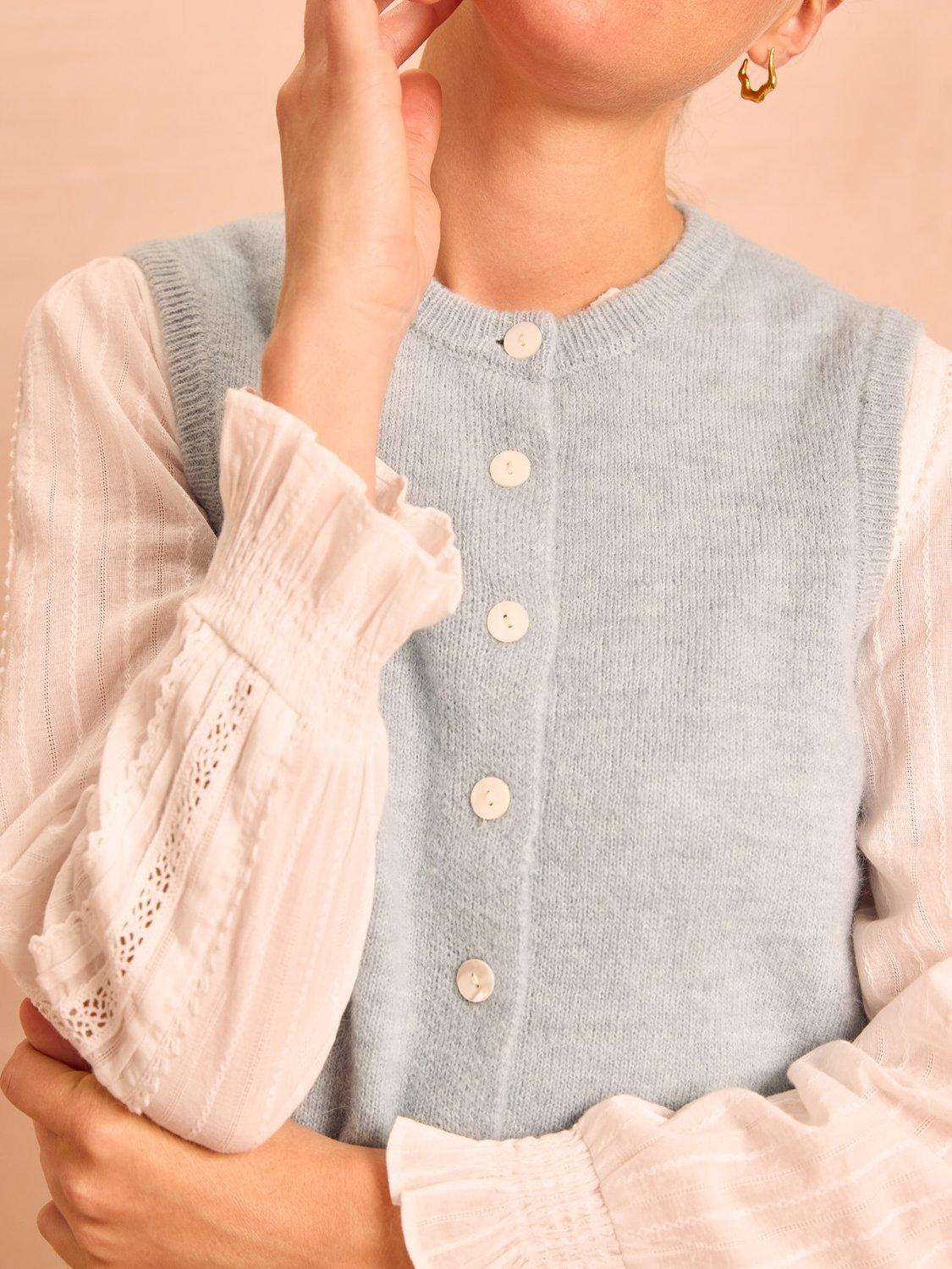 Product image 4 of 5, which shows Aspiga Alpaca Blend Gilet, Dusty Blue, XS