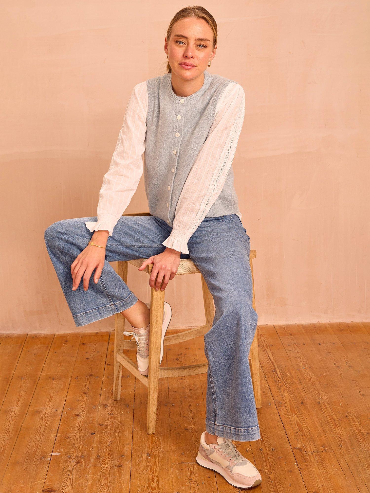 Product image 5 of 5, which shows Aspiga Alpaca Blend Gilet, Dusty Blue, XS