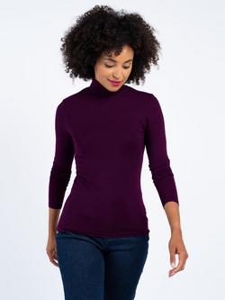 Celtic & Co. Smooth Roll Neck Top, Cassis