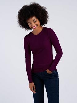 Celtic & Co. Smooth Crew Neck Top - view 2, Cassis