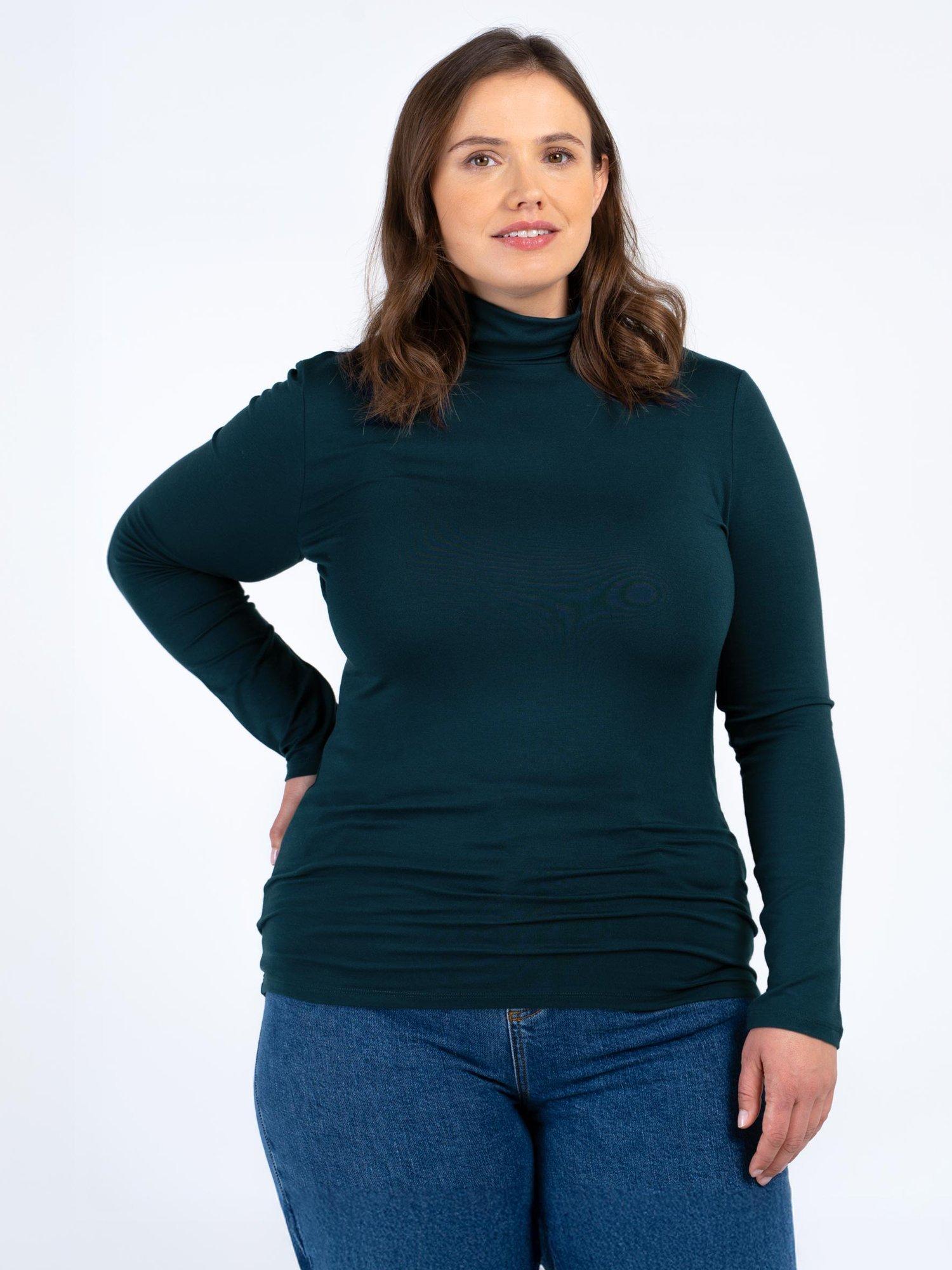 Product image 1 of 4, which shows Celtic & Co. Roll Neck Long Sleeve Top, Marine Navy, 8