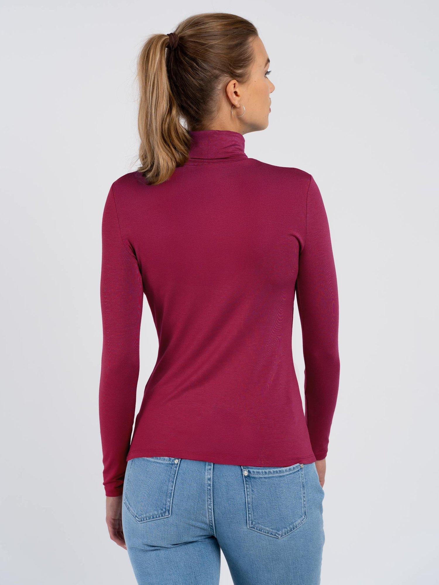 Product image 3 of 5, which shows Celtic & Co. Roll Neck Long Sleeve Top, Bordeaux, 8