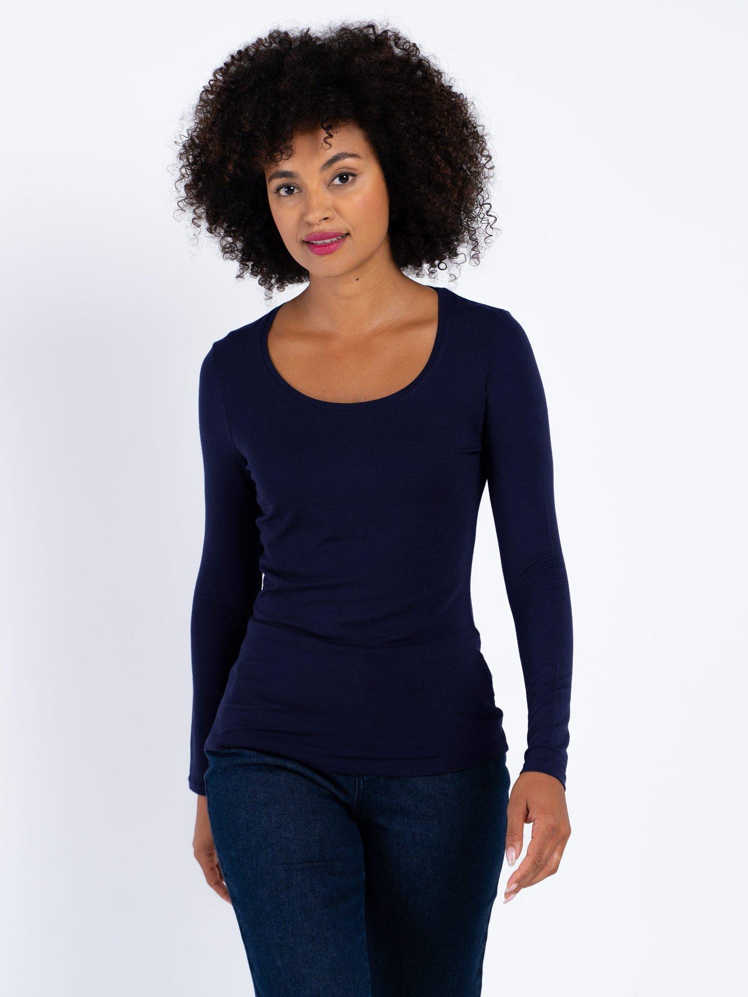 Product image 2 of 4, which shows Celtic & Co. Smooth Scoop Neck Top, Navy, 8