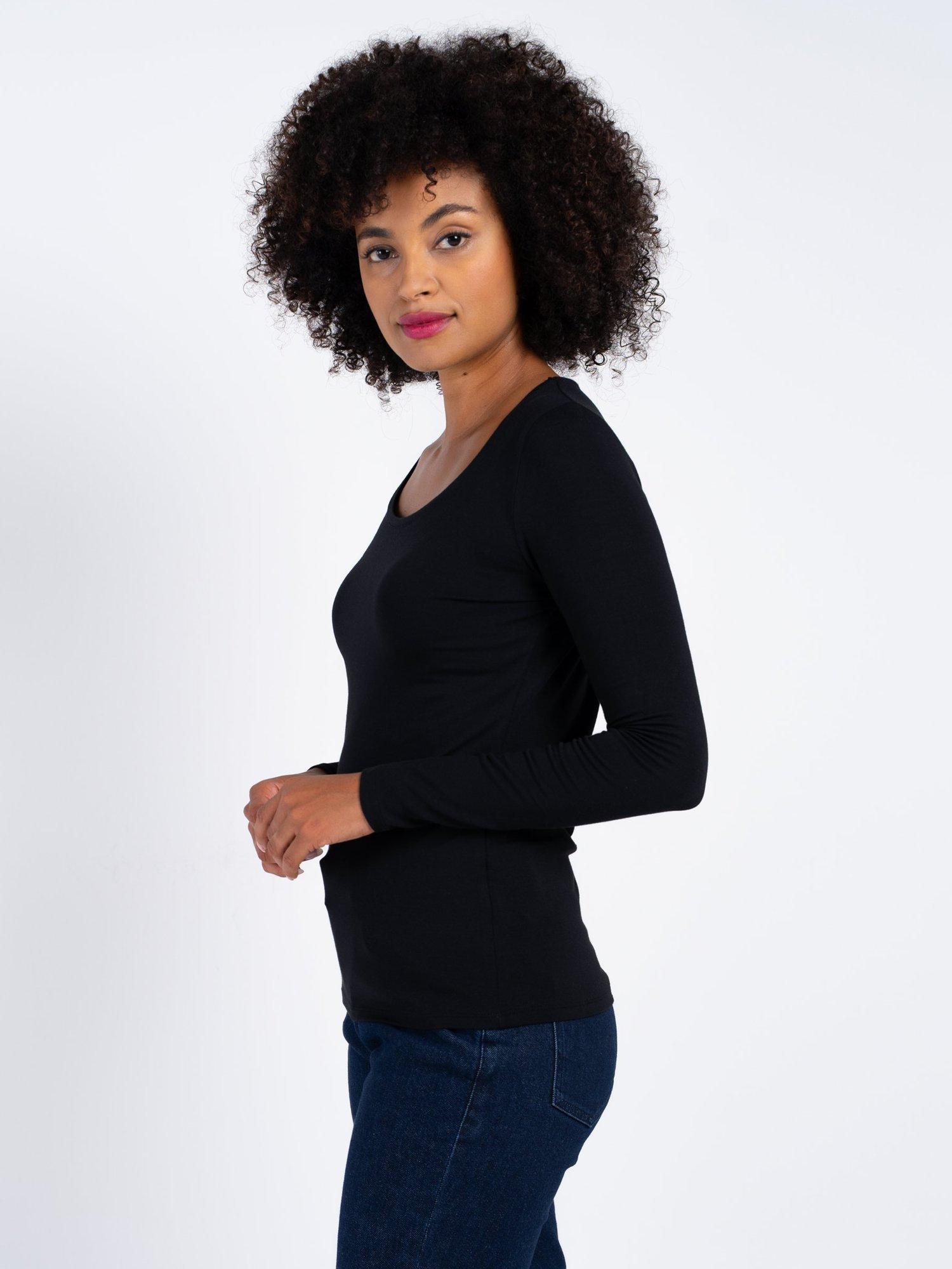 Product image 3 of 5, which shows Celtic & Co. Smooth Scoop Neck Top, Black, 8