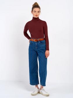 Celtic & Co. Roll Neck Long Sleeve Top, Deep Chestnut - view 2, Deep Chestnut