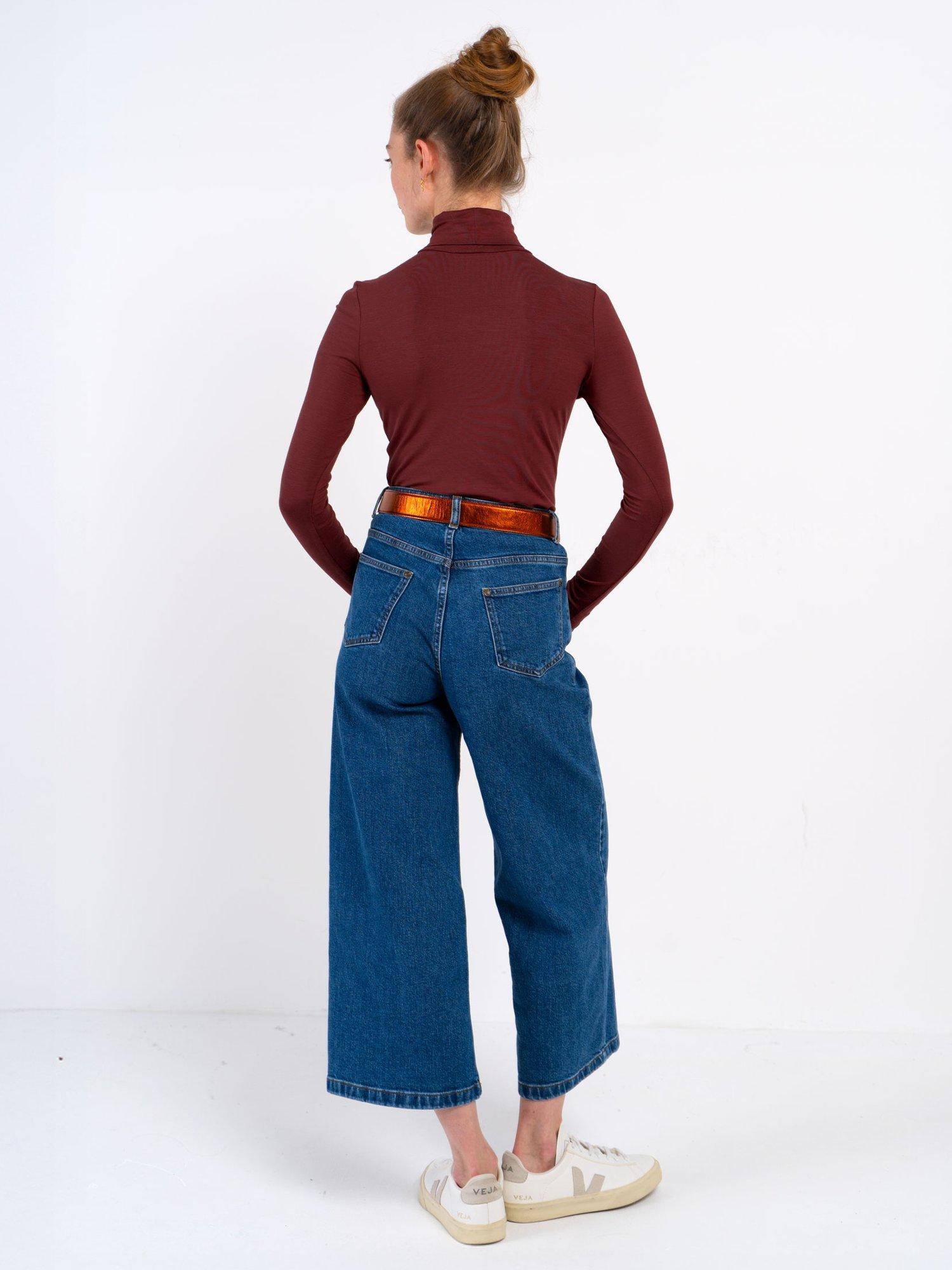 Product image 3 of 4, which shows Celtic & Co. Roll Neck Long Sleeve Top, Deep Chestnut, 8