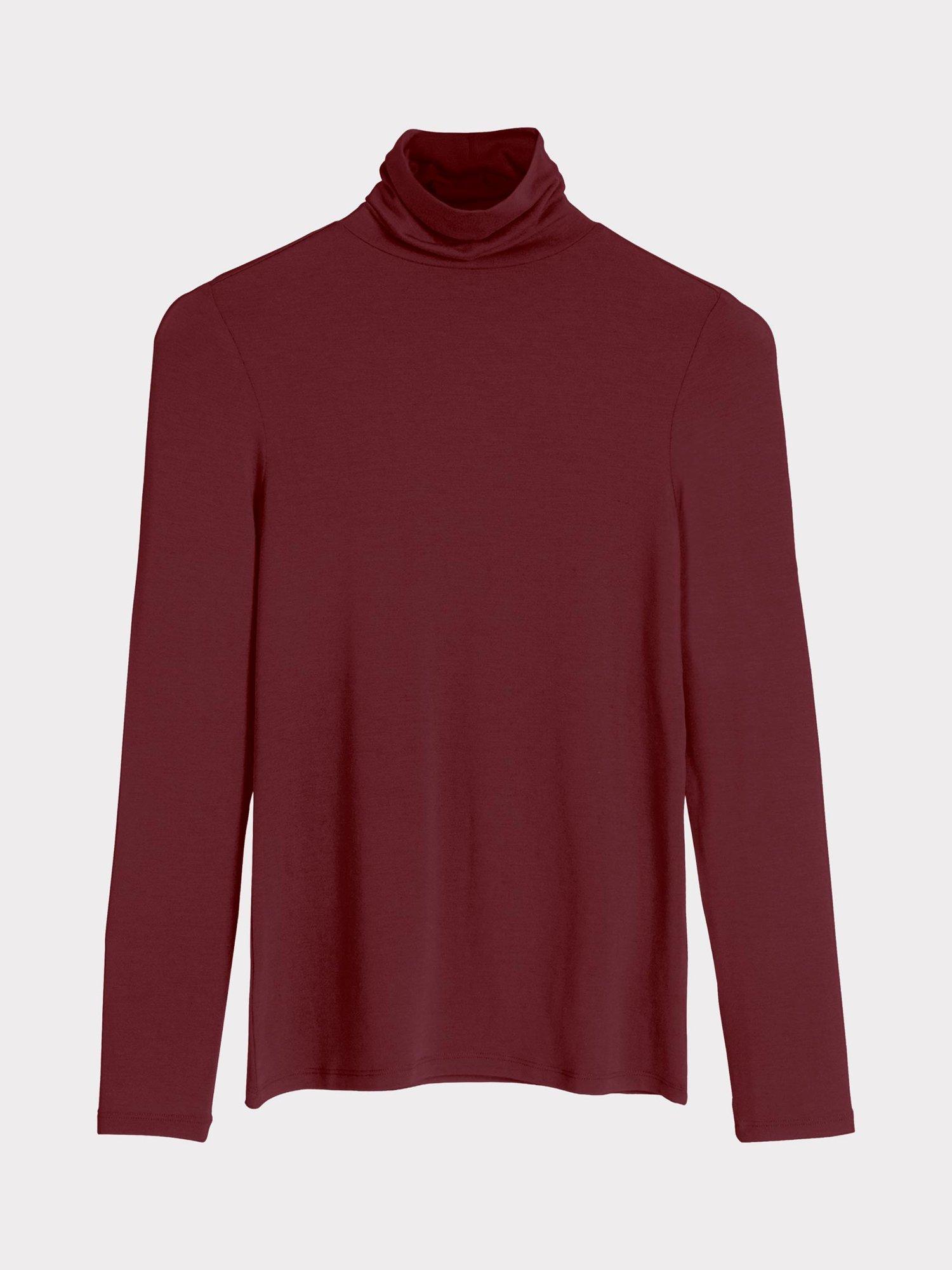Product image 4 of 4, which shows Celtic & Co. Roll Neck Long Sleeve Top, Deep Chestnut, 8
