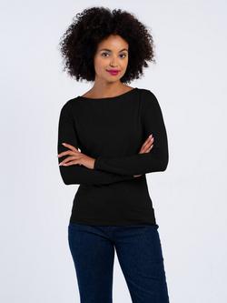 Celtic & Co. Darcey Slash Neck Long Sleeve Top, Black, Black