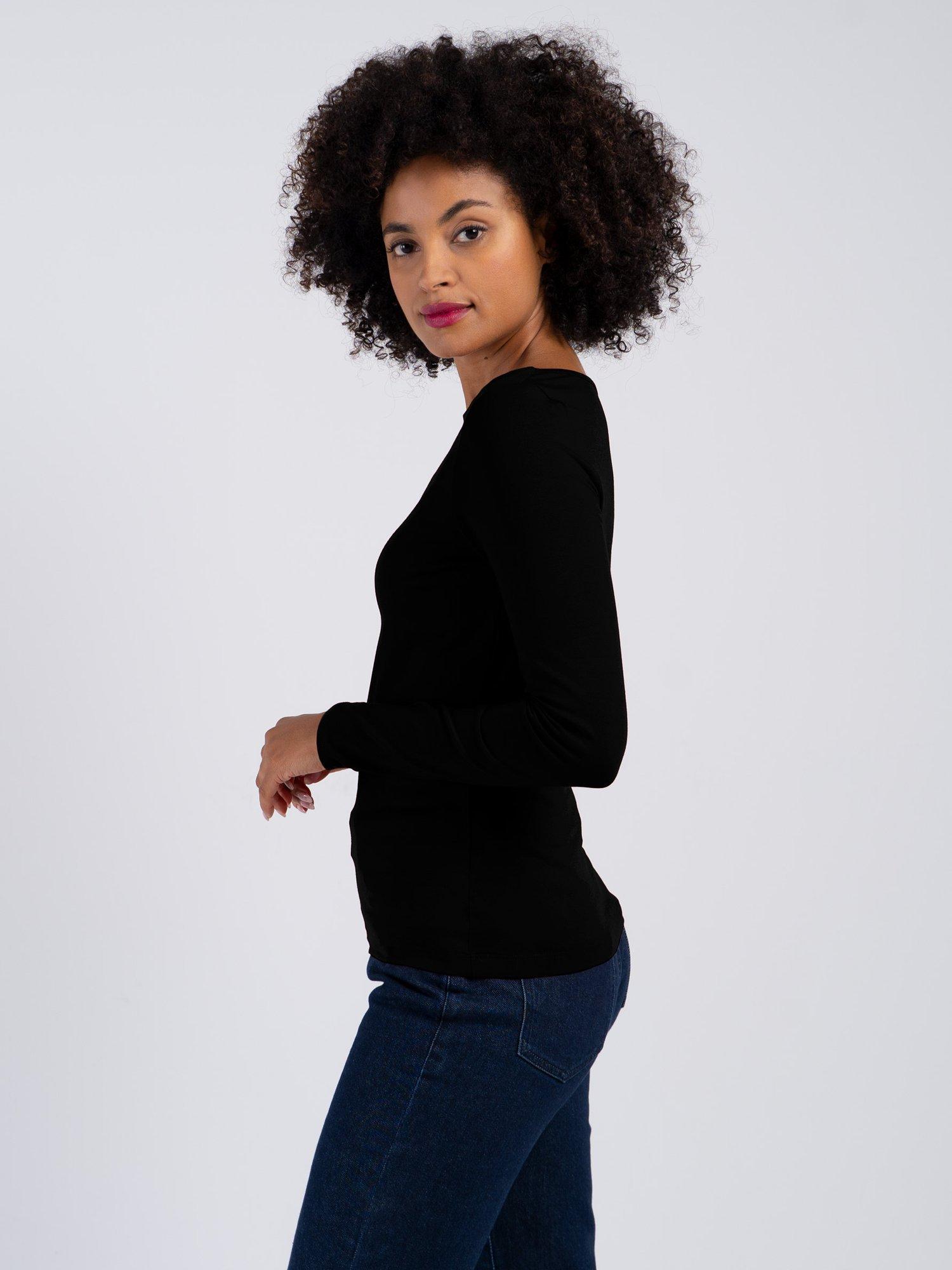 Product image 2 of 4, which shows Celtic & Co. Darcey Slash Neck Long Sleeve Top, Black, 8