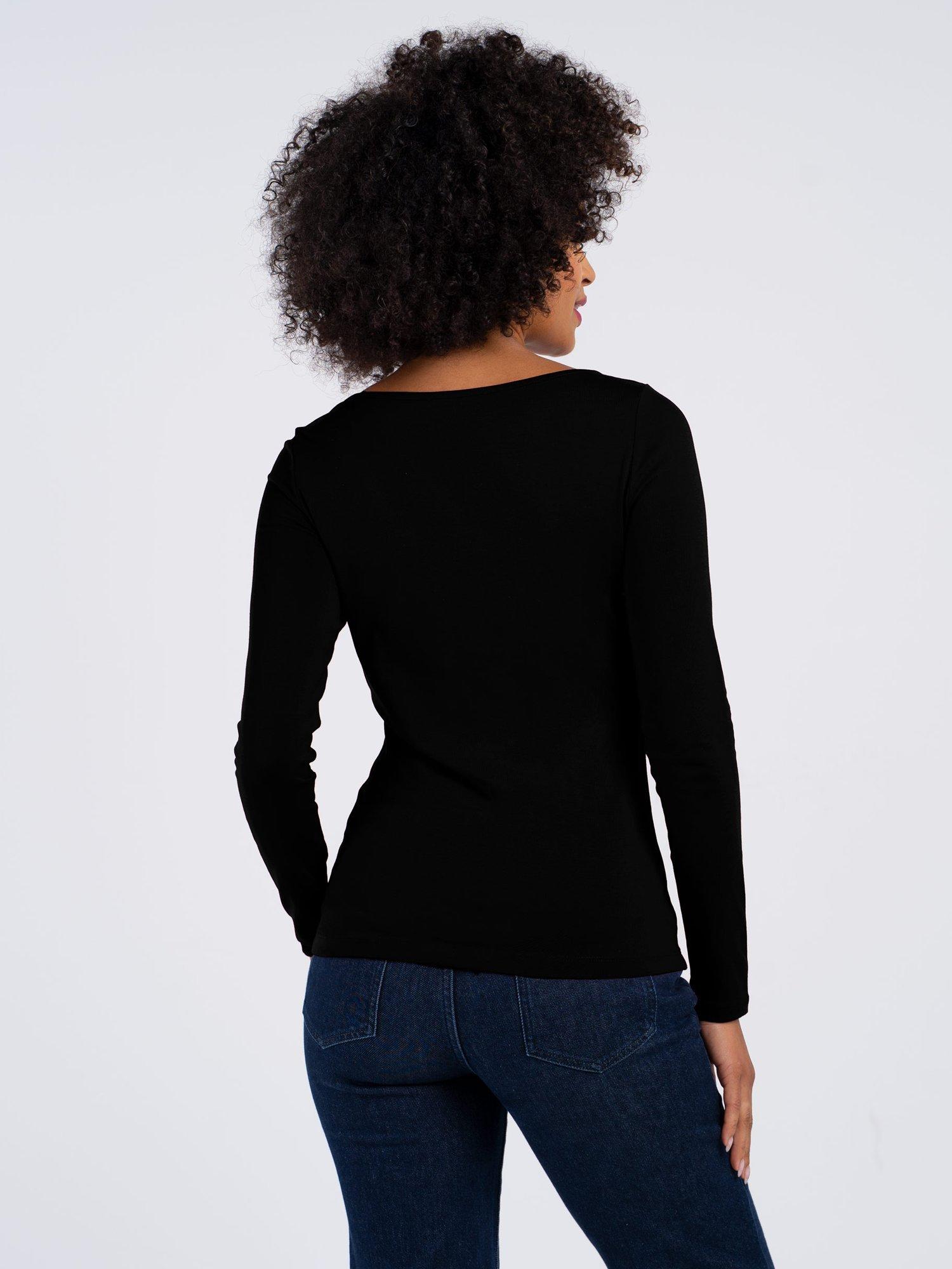 Product image 3 of 4, which shows Celtic & Co. Darcey Slash Neck Long Sleeve Top, Black, 8