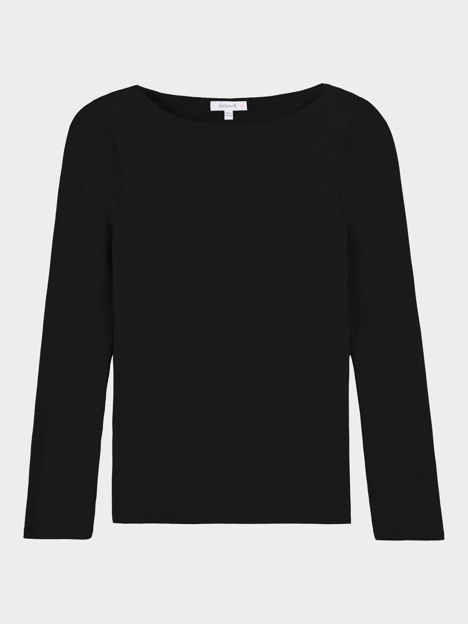 Product image 4 of 4, which shows Celtic & Co. Darcey Slash Neck Long Sleeve Top, Black, 8