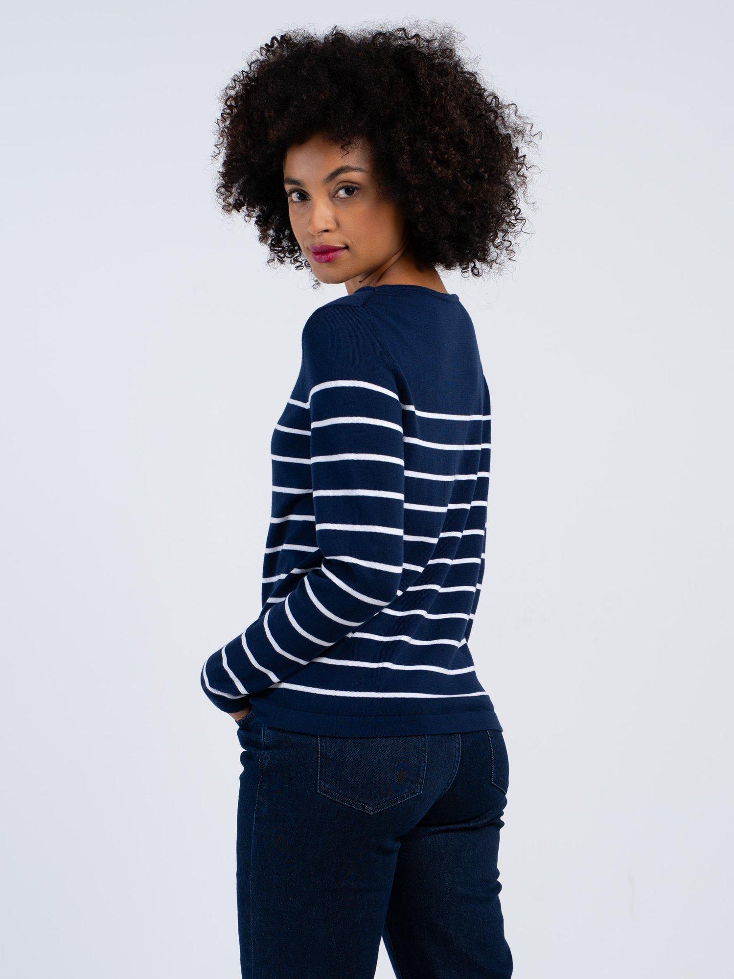 Product image 3 of 5, which shows Celtic & Co. Cassidy Stripe Boat Neck Top, Blue, 8
