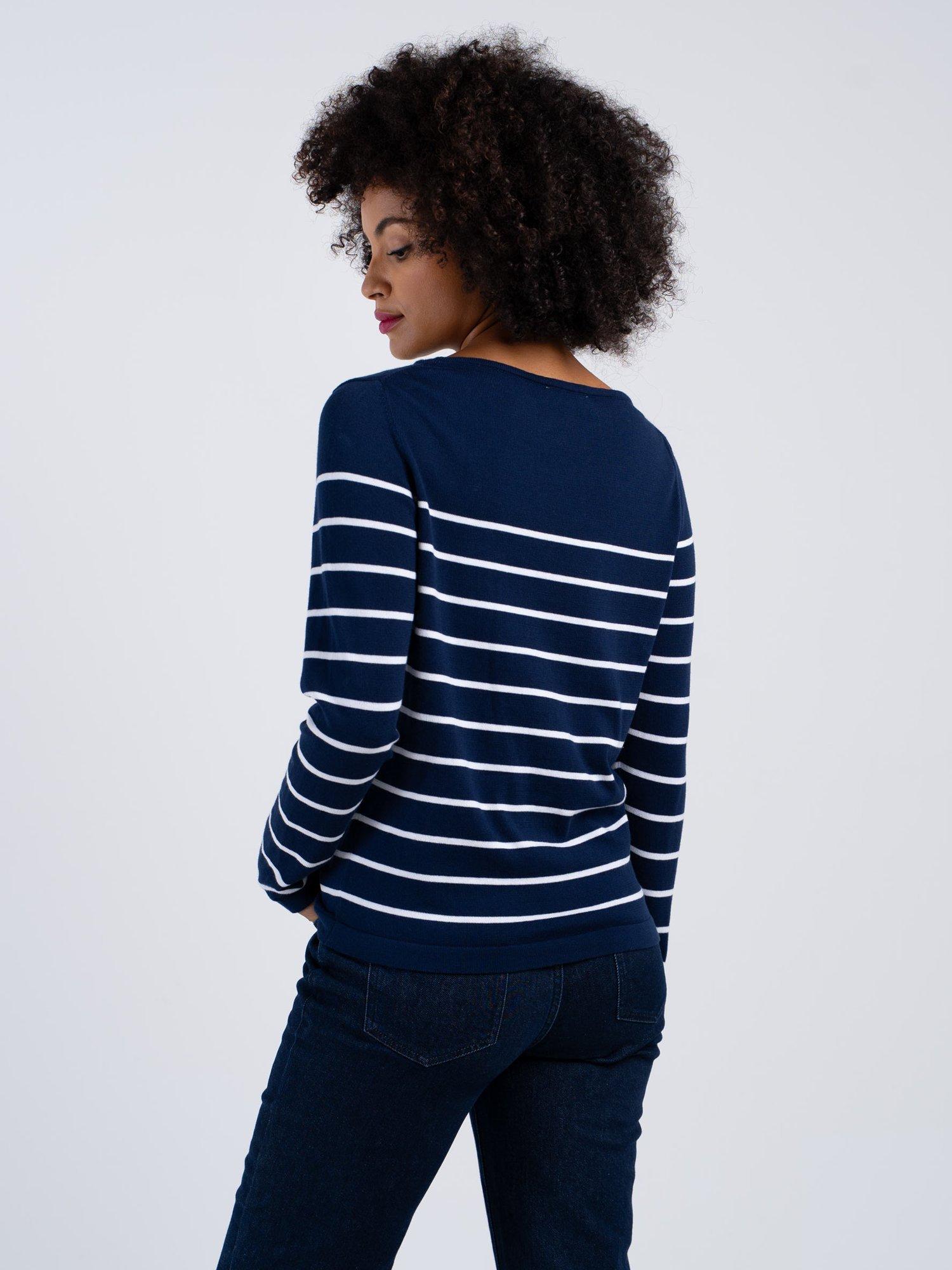 Product image 4 of 5, which shows Celtic & Co. Cassidy Stripe Boat Neck Top, Blue, 8