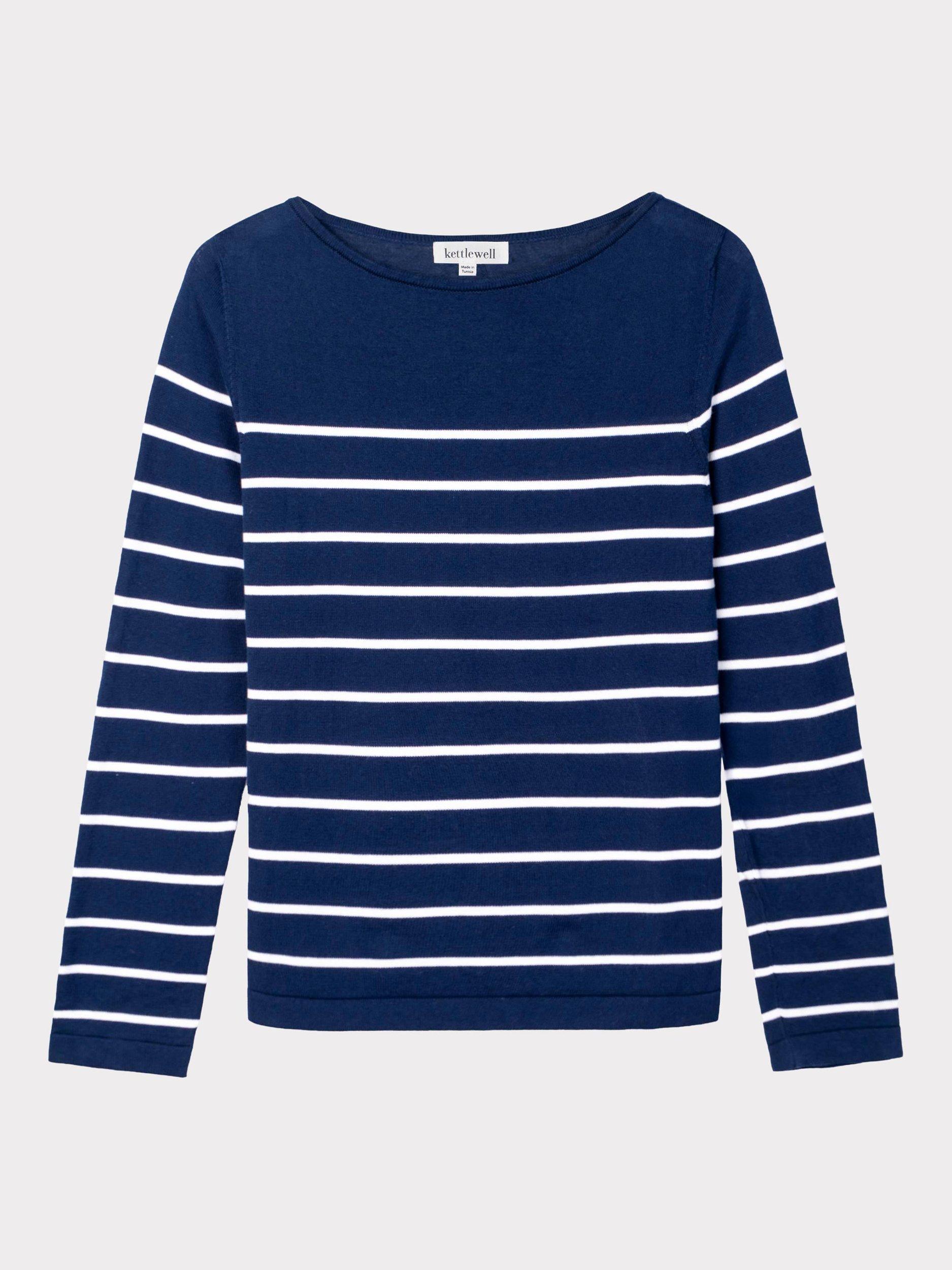 Product image 5 of 5, which shows Celtic & Co. Cassidy Stripe Boat Neck Top, Blue, 8