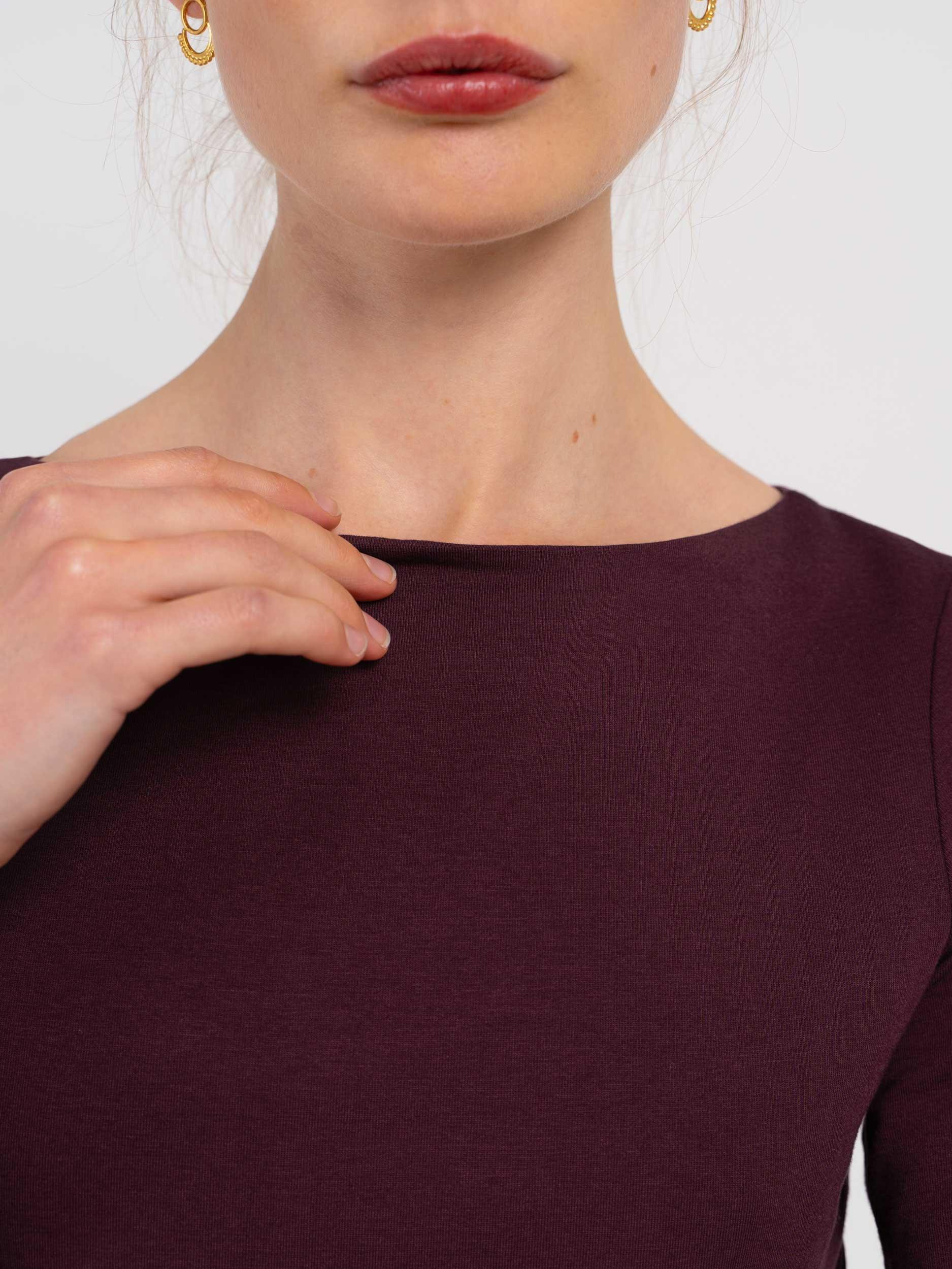 Product image 3 of 4, which shows Celtic & Co. Darcey Slash Neck Long Sleeve Top, Java, 8
