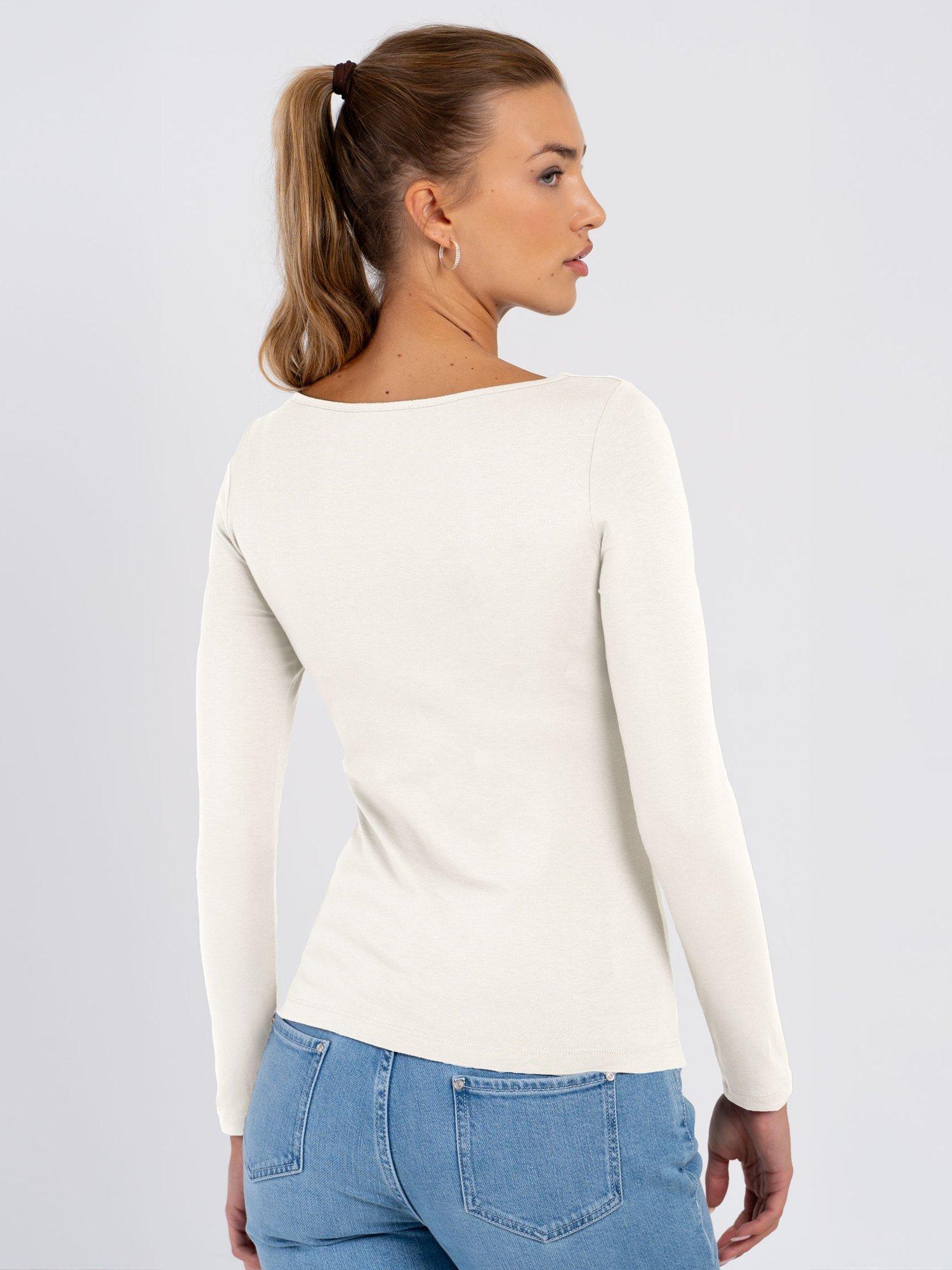 Product image 3 of 5, which shows Celtic & Co. Darcey Slash Neck Long Sleeve Top, Soft White, 8