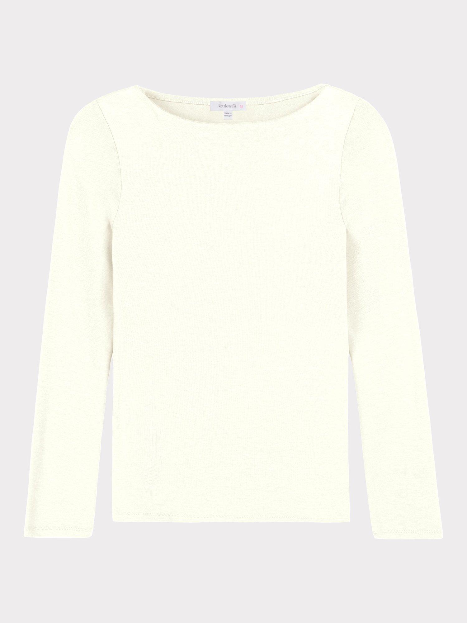 Product image 5 of 5, which shows Celtic & Co. Darcey Slash Neck Long Sleeve Top, Soft White, 8