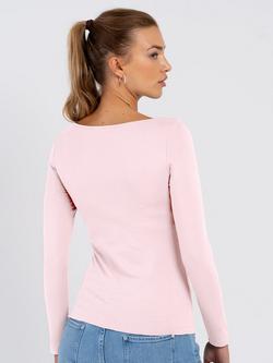 Celtic & Co. Darcey Slash Neck Long Sleeve Top - view 2, Pink Ice