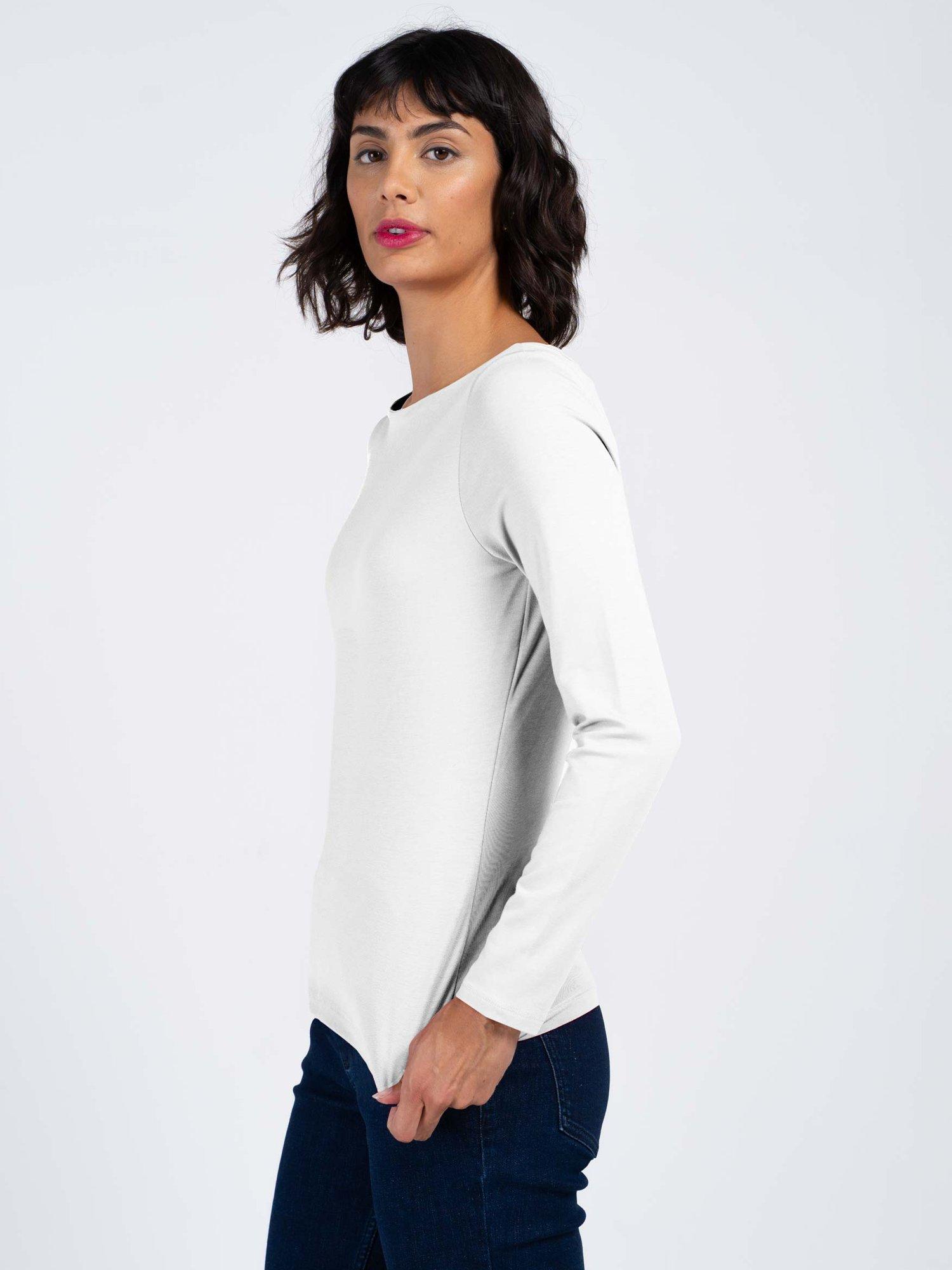 Product image 2 of 4, which shows Celtic & Co. Darcey Slash Neck Long Sleeve Top, White, 8