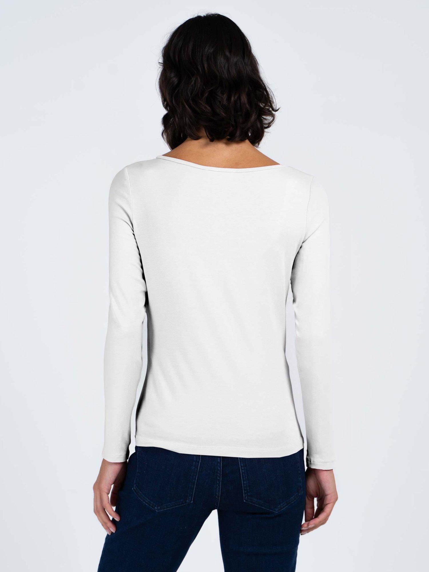 Product image 3 of 4, which shows Celtic & Co. Darcey Slash Neck Long Sleeve Top, White, 8