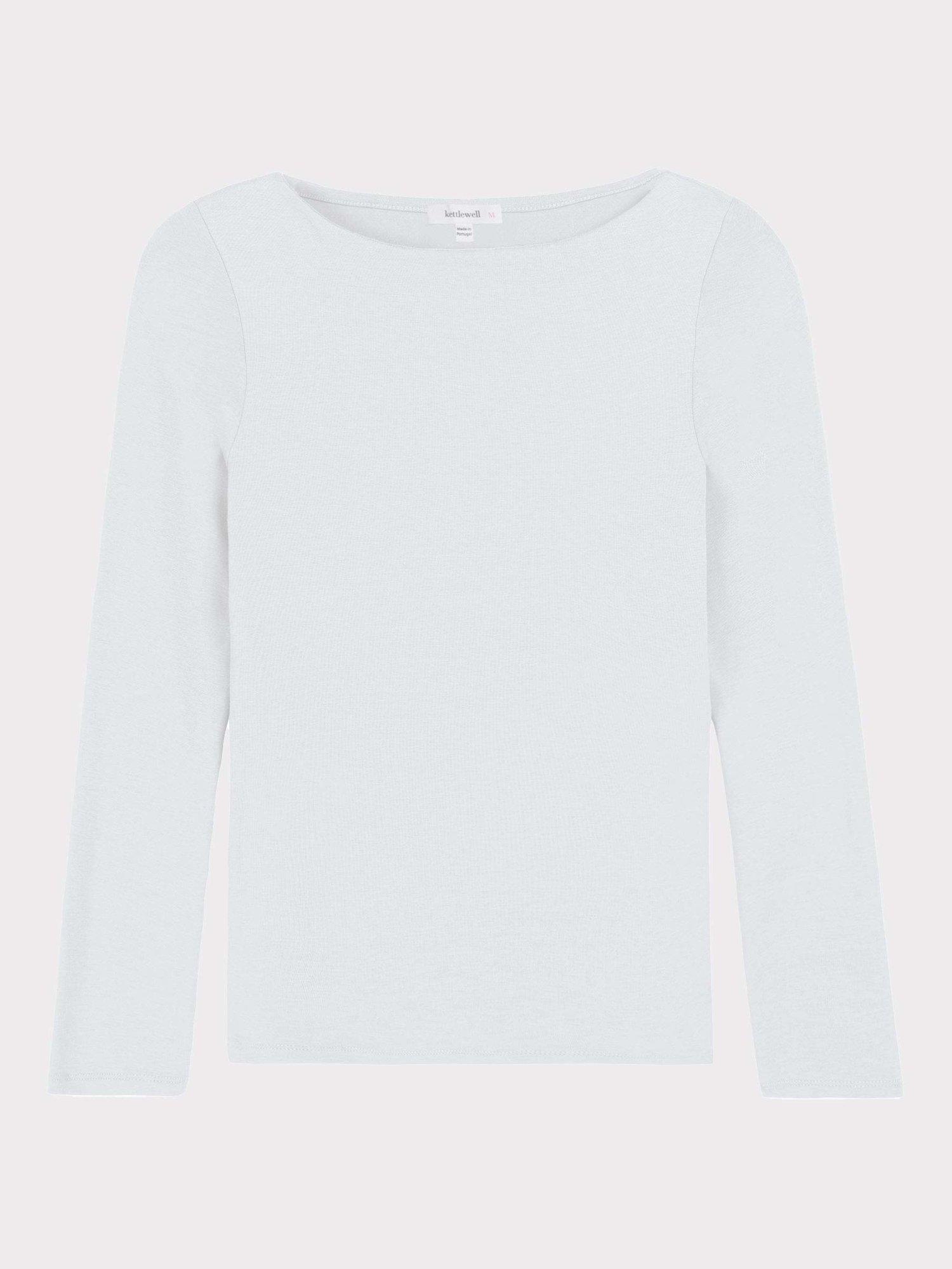Product image 4 of 4, which shows Celtic & Co. Darcey Slash Neck Long Sleeve Top, White, 8