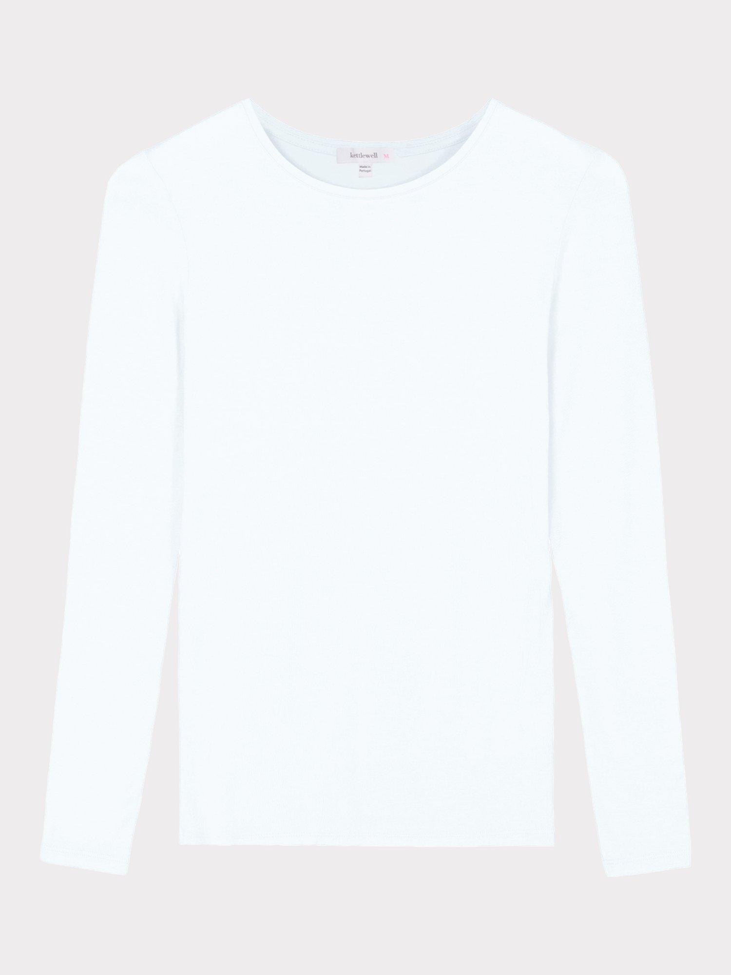 Product image 4 of 4, which shows Celtic & Co. Silky Crew Neck Long Sleeve Top, Chalk White, 8