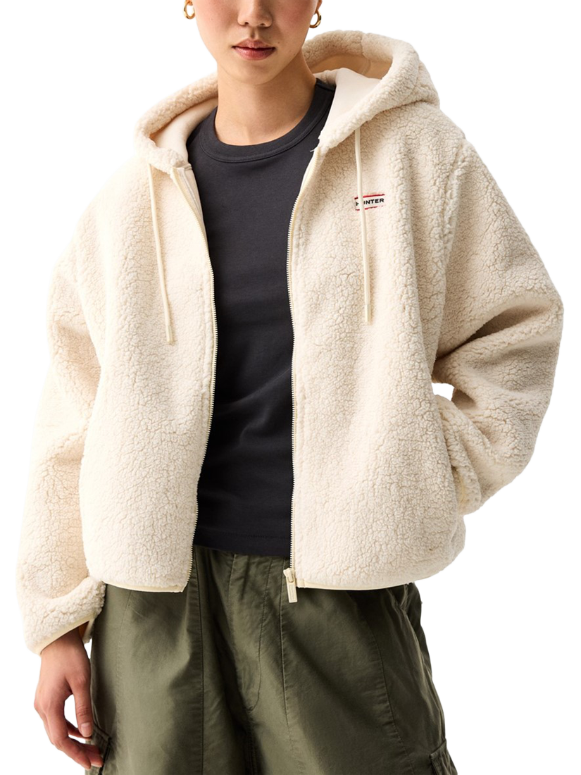 Product image 1 of 3, which shows Hunter Bonelle Borg Fleece Jacket , Antique White, XS