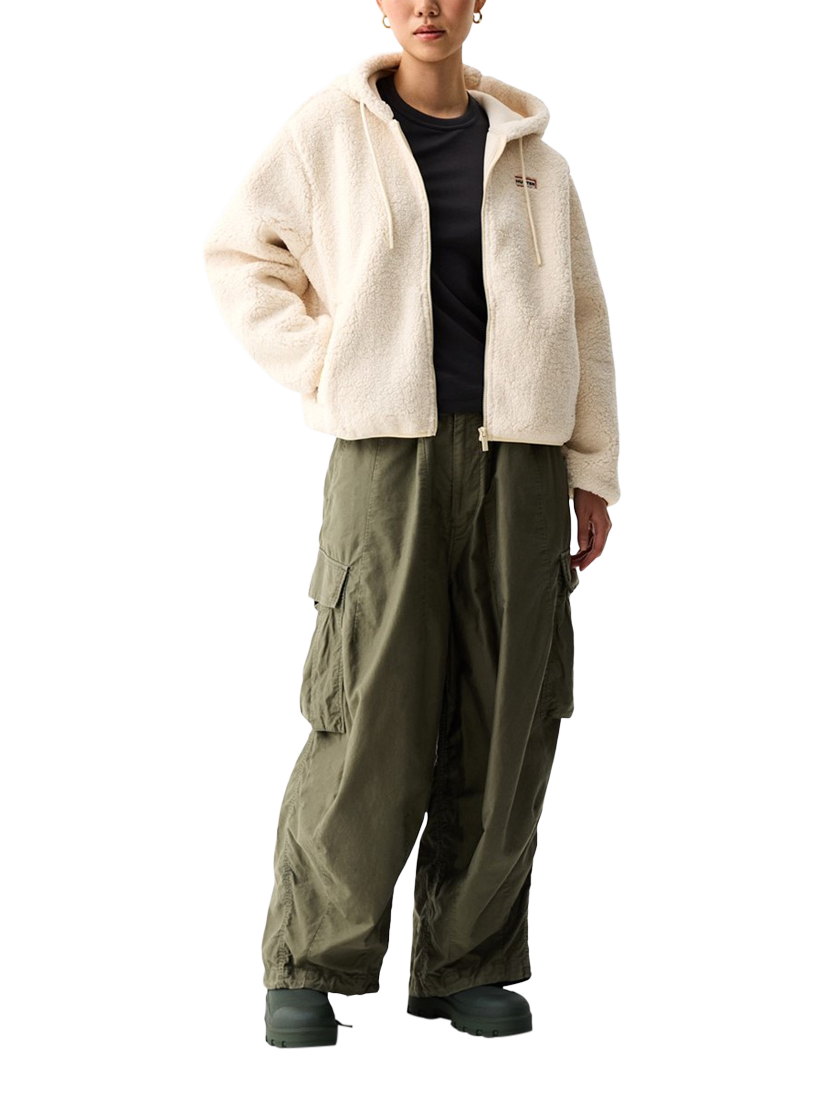 Product image 3 of 3, which shows Hunter Bonelle Borg Fleece Jacket , Antique White, XS