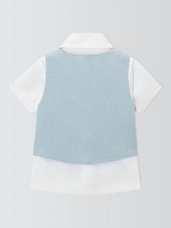John Lewis Heirloom Collection Baby Waistcoat & Short Sleeve Shirt Set, Celestial Blue - view 2, Celestial Blue
