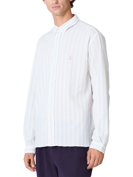 La Paz Cotton Blend Regular Fit Stripe Shirt, Pale Blue, Pale Blue